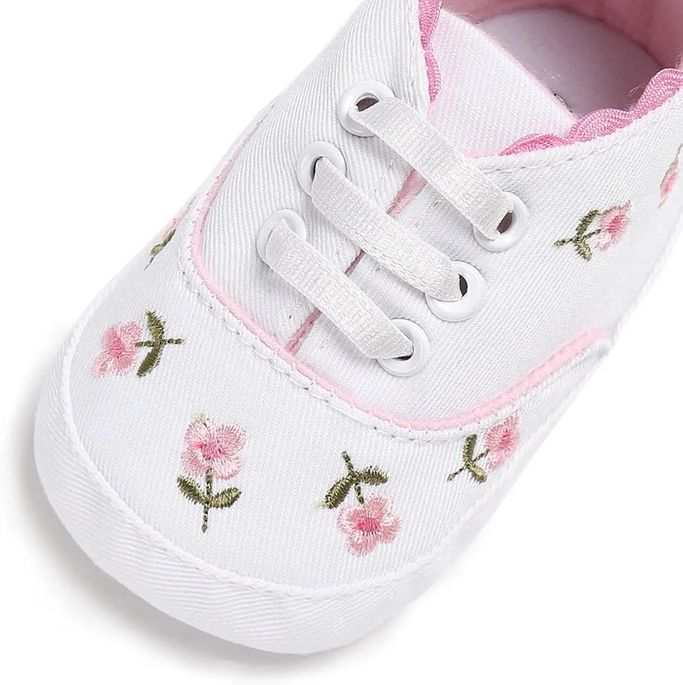 Boys Dress Shoes Size 4 Baby Girls Sole Infant Crib Shoes Floral Canvas Soft Anti-Slip Walking Sneakers Baby
