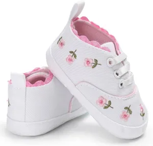 Boys Dress Shoes Size 4 Baby Girls Sole Infant Crib Shoes Floral Canvas Soft Anti-Slip Walking Sneakers Baby