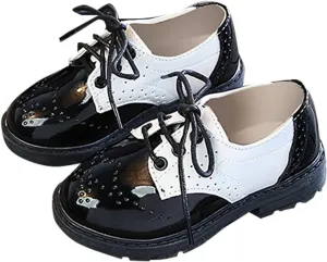 Boys Girls Dress Shoes Kids School Uniform Formal Casual Oxfords for Toddler Little Kid Lace Up Faux Leather Shoes