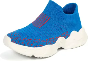 Boys Girls Walking Shoes Mesh Breathable Slip on Sneakers Toddler Wide First Walking Barefoot Shoes Non-Slip Soft Sole