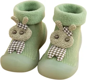 Boys Slip on Shoe Kids Toddler Baby Boys Girls Solid Warm Knit Soft Sole Rubber Shoes Socks Slipper Stocking Infant Wrestling Shoes