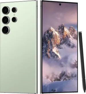 C24 Ultra Unlocked Cell Phones Smartphone Android 13 Phones 8 256GB/6.8" HD Screen/Dual SIM/108MP 48MP Camera/6800 mAh/Built-in Pen (Light Cyan)