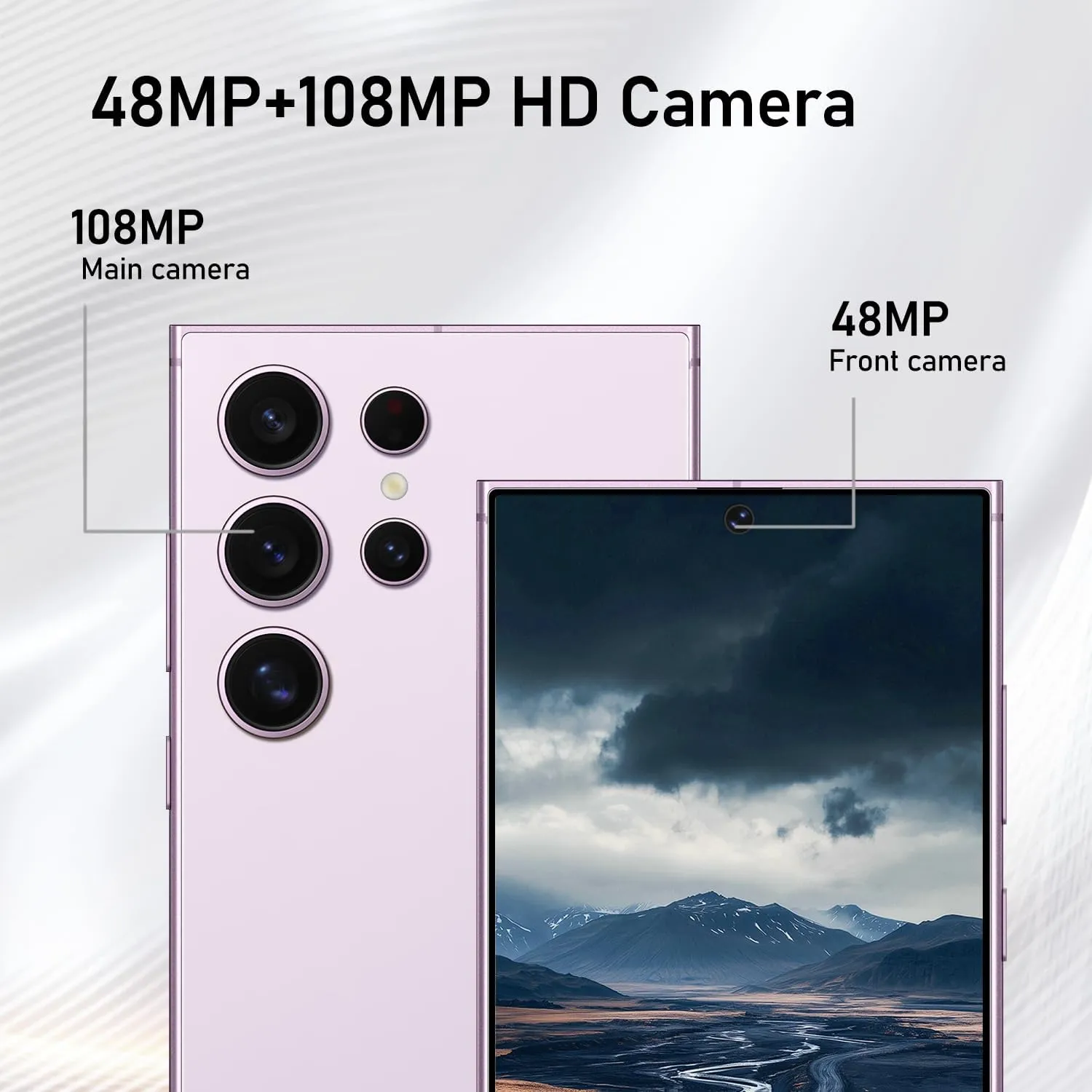 C24 Ultra Unlocked Cell Phones Smartphone Android 13 Phones 8 256GB/6.8" HD Screen/Dual SIM/108MP 48MP Camera/6800 mAh/Built-in Pen (Pink)
