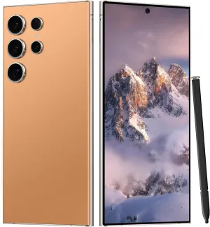 C24 Ultra Unlocked Cell Phones Smartphone Android 13 Phones 8 256GB/6.8" HD Screen/Dual SIM/108MP 48MP Camera/6800 mAh/Built-in Pen (Sunset Oranges)