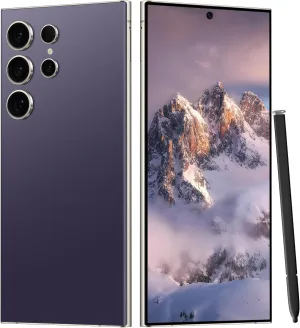 C24 Ultra Unlocked Cell Phones Smartphone Android 13 Phones 8 256GB/6.8" HD Screen/Dual SIM/108MP 48MP Camera/6800 mAh/Built-in Pen (Violet)