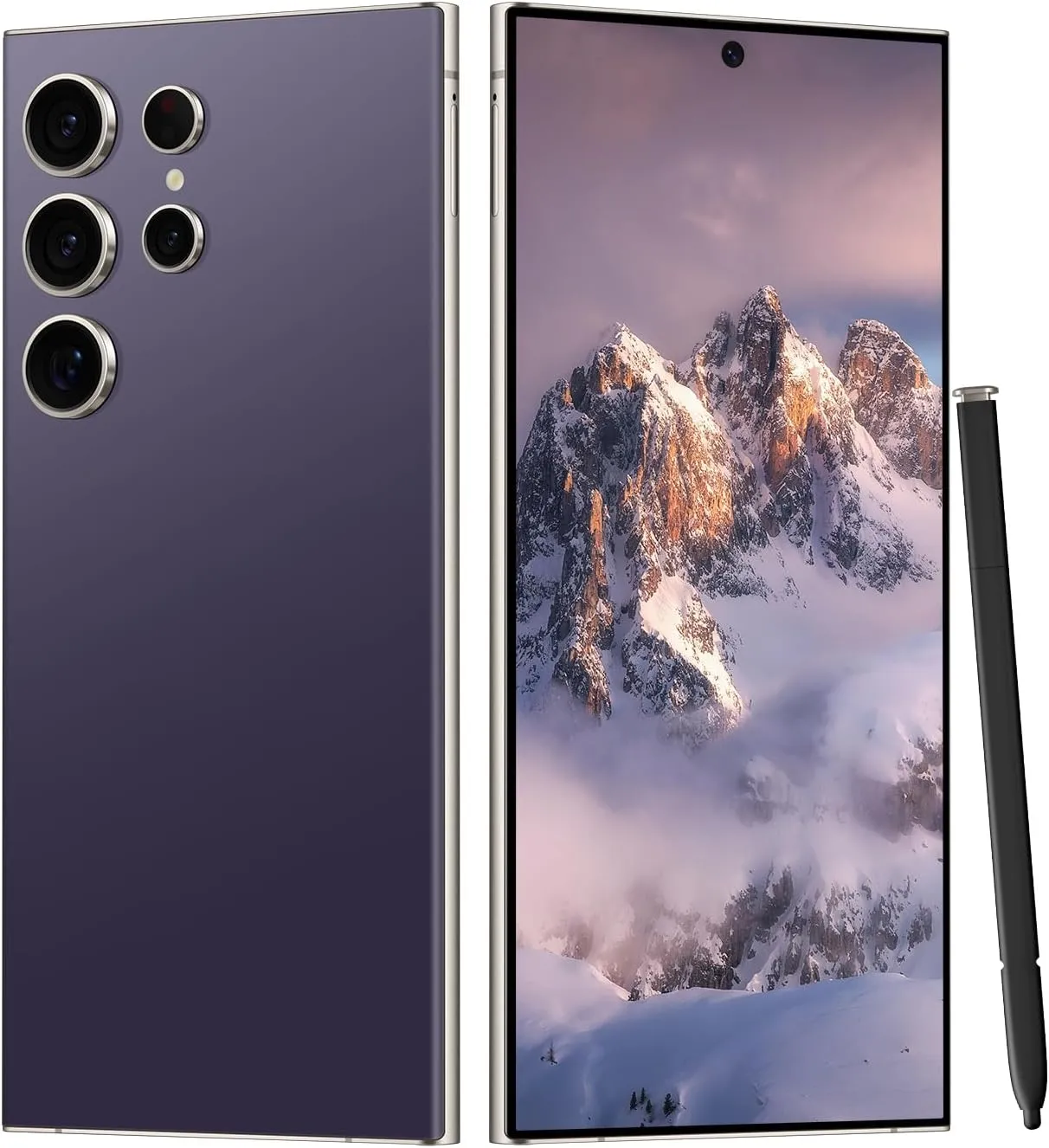 C24 Ultra Unlocked Cell Phones Smartphone Android 13 Phones 8 256GB/6.8" HD Screen/Dual SIM/108MP 48MP Camera/6800 mAh/Built-in Pen (Violet)