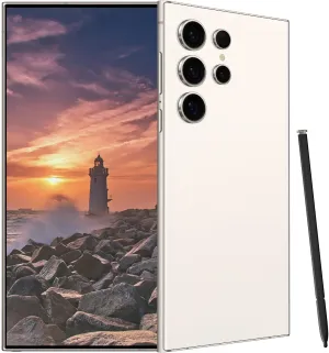 C24 Ultra Unlocked Cell Phones Smartphone Android 13 Phones 8 256GB/6.8" HD Screen/Dual SIM/108MP 48MP Camera/6800 mAh/Built-in Pen (White)