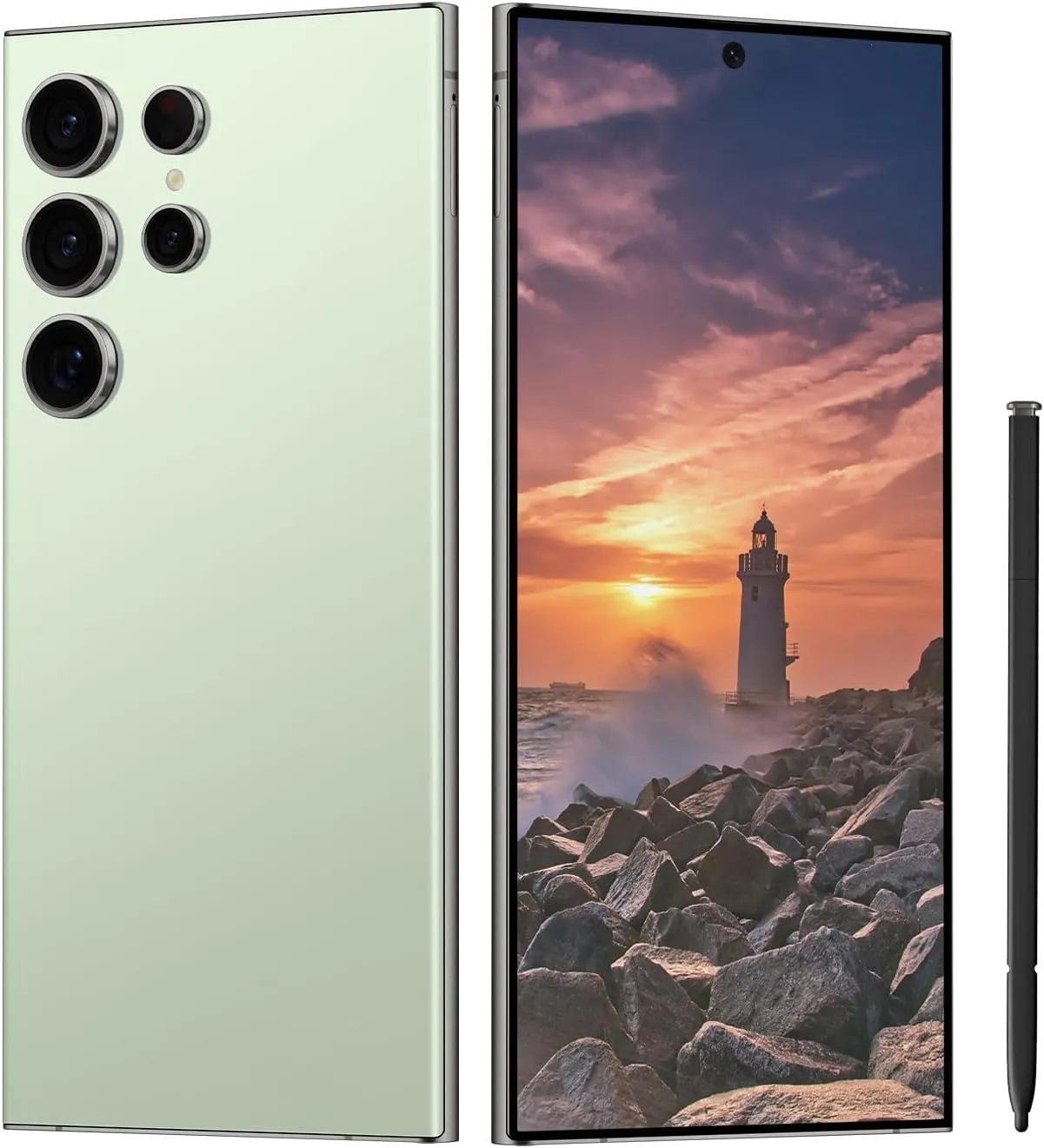 C24 Ultra Unlocked Cell Phones Smartphone Android 13 Phones 8 256GB/6.8" HD Screen/Dual SIM/108MP 48MP Camera/6800 mAh/Built-in Pen(Light Cyan)