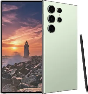 C24 Ultra Unlocked Cell Phones Smartphone Android 13 Phones 8 256GB/6.8" HD Screen/Dual SIM/108MP 48MP Camera/6800 mAh/Built-in Pen(Light Cyan)