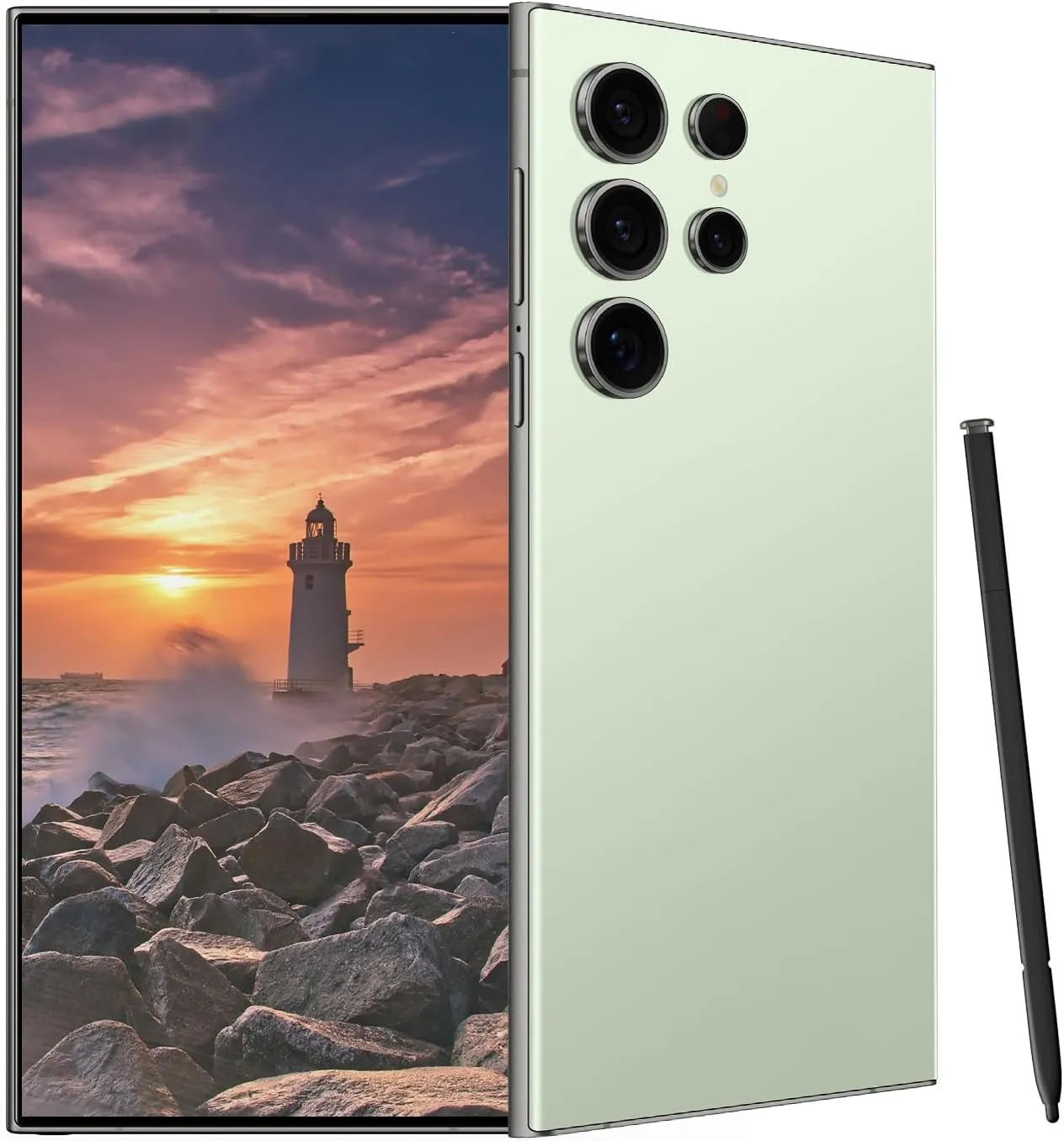 C24 Ultra Unlocked Cell Phones Smartphone Android 13 Phones 8 256GB/6.8" HD Screen/Dual SIM/108MP 48MP Camera/6800 mAh/Built-in Pen(Light Cyan)