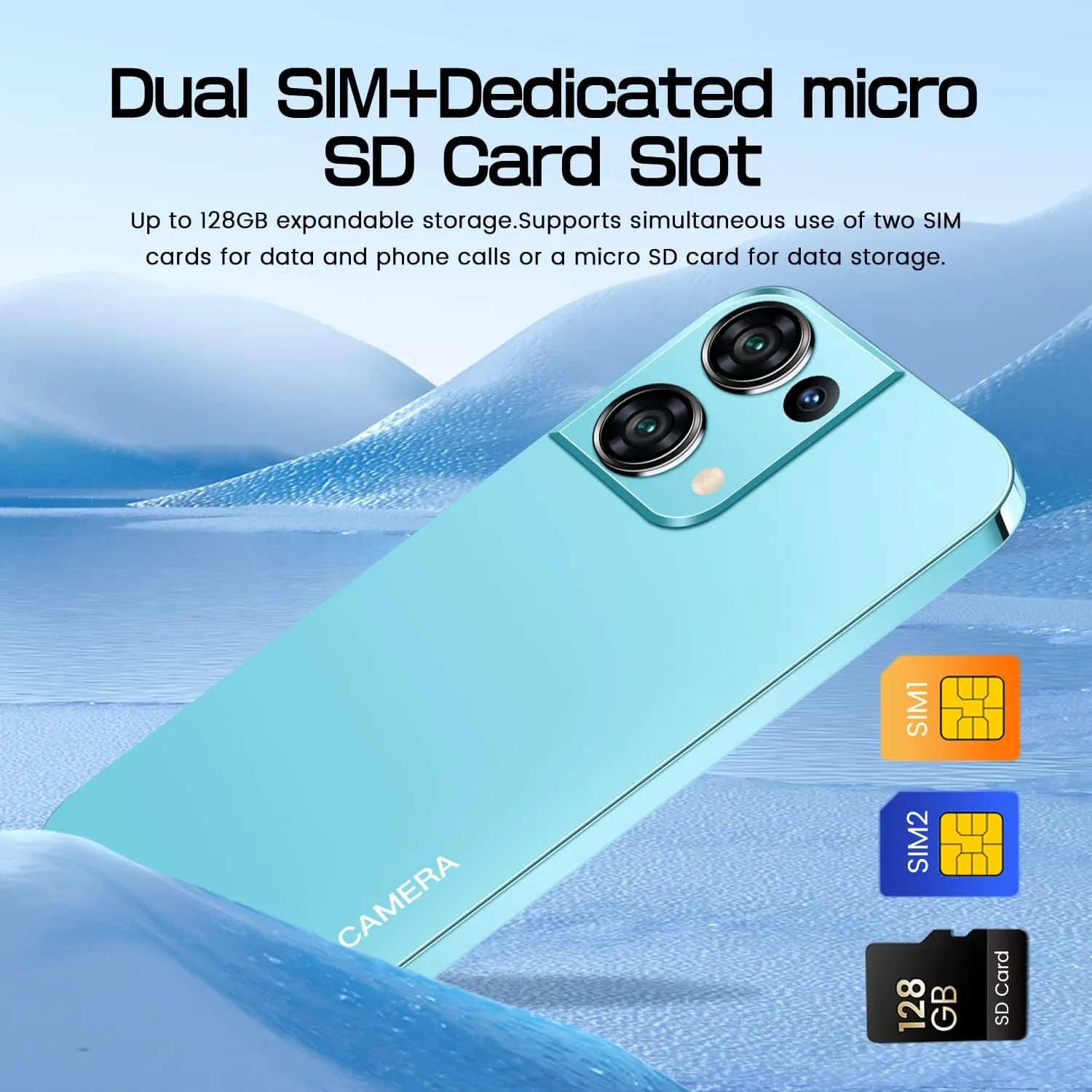 Cheap Mobile Phones, 5.0" IPS Display, Android 9.0, Dual SIM Dual Camera, Quad Core, 16GB ROMExpandable up to 128GB, Support WiFi/Bluetooth/FM, Face Unlocked Phones (Reno9pro-Blue)