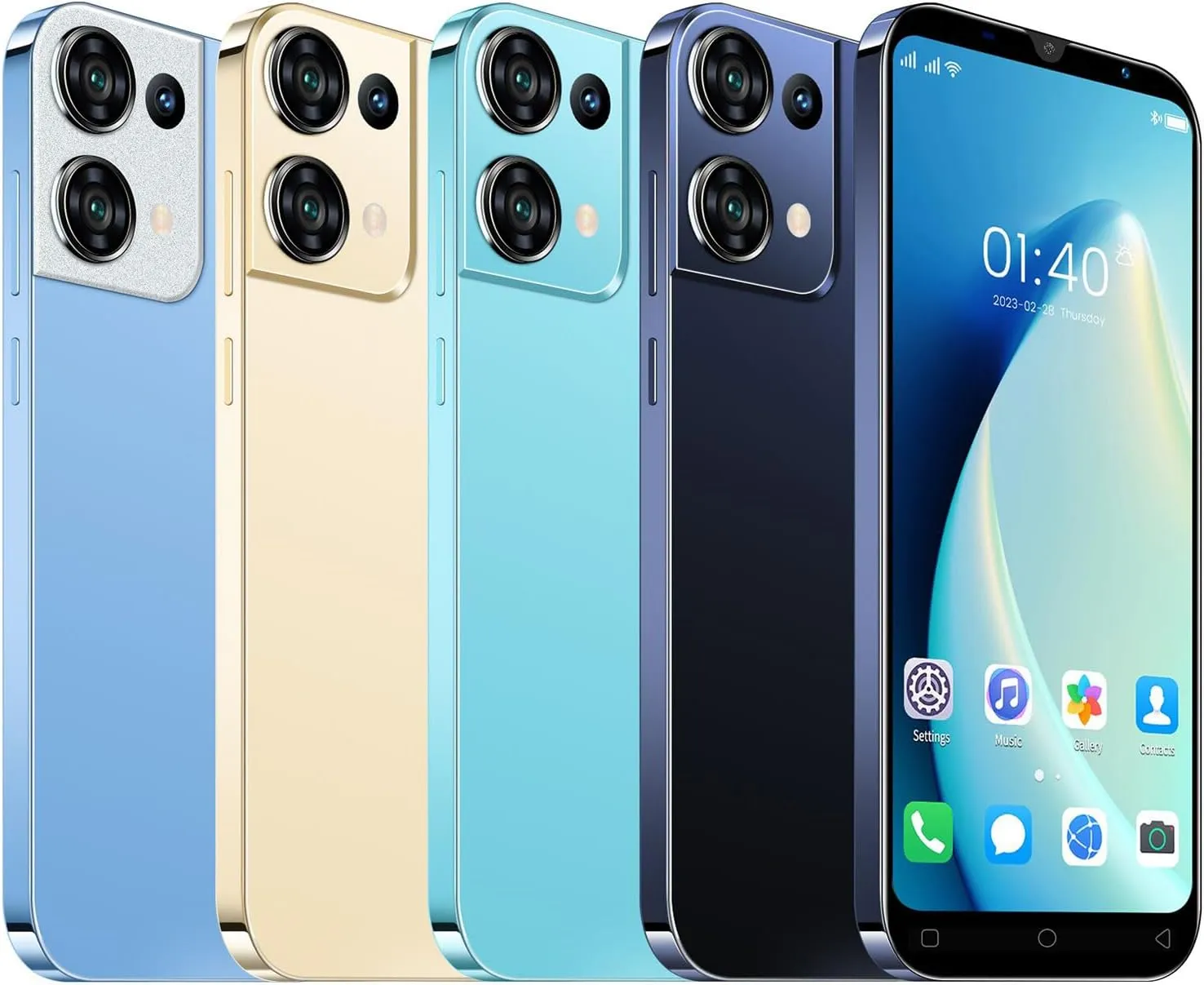 Cheap Mobile Phones, 5.0" IPS Display, Android 9.0, Dual SIM Dual Camera, Quad Core, 16GB ROMExpandable up to 128GB, Support WiFi/Bluetooth/FM, Face Unlocked Phones (Reno9pro-Blue)