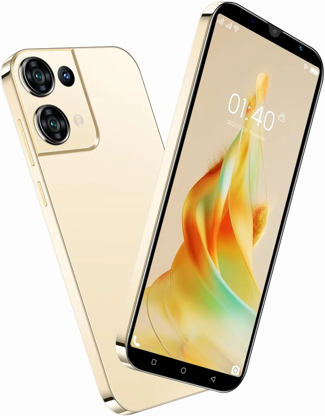 Cheap Mobile Phones, 5.0" IPS Display, Android 9.0, Dual SIM Dual Camera, Quad Core, 16GB ROMExpandable up to 128GB, Support WiFi/Bluetooth/FM, Face Unlocked Phones (Reno9pro-Gold)