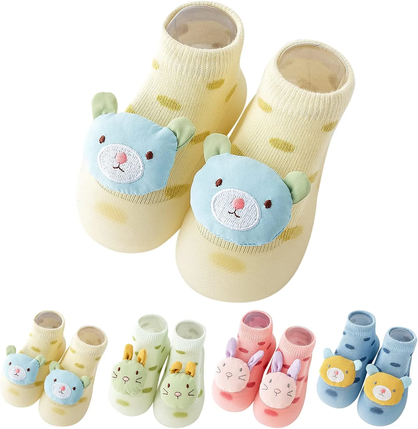 Children Infant Infant Shoes Spring and Summer Boys and Girls Socks Shoes Soft Soles Non Slip Polka Dots Cartoon Rabbit and Bear Patterns Tennis Shoes Boys