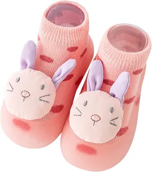 Children Infant Infant Shoes Spring and Summer Boys and Girls Socks Shoes Soft Soles Non Slip Polka Dots Cartoon Rabbit and Bear Patterns Tennis Shoes Boys