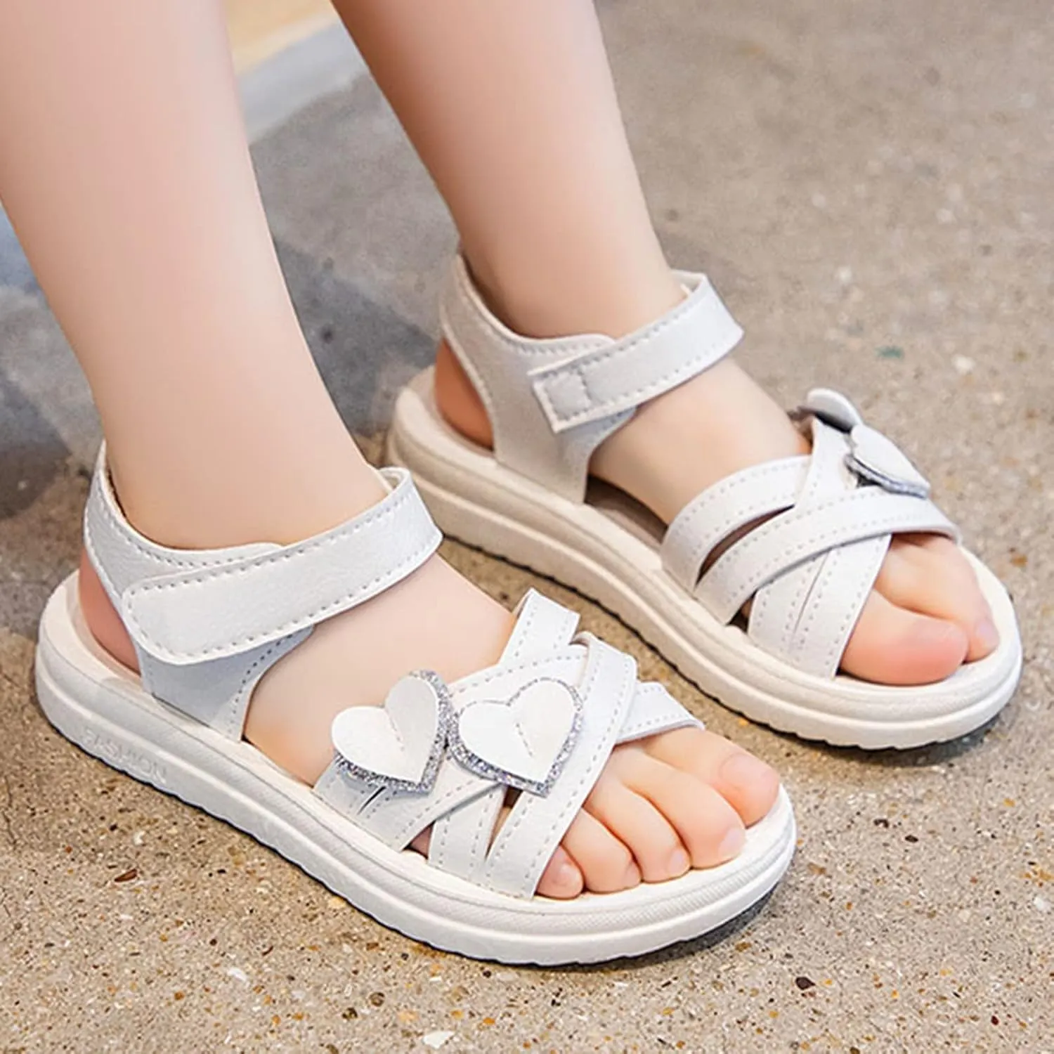 Children Shoes Fashion Love Decorative Thick Sole Sandals Soft Sole Comfortable Princess Sandals Toddler Size 6
