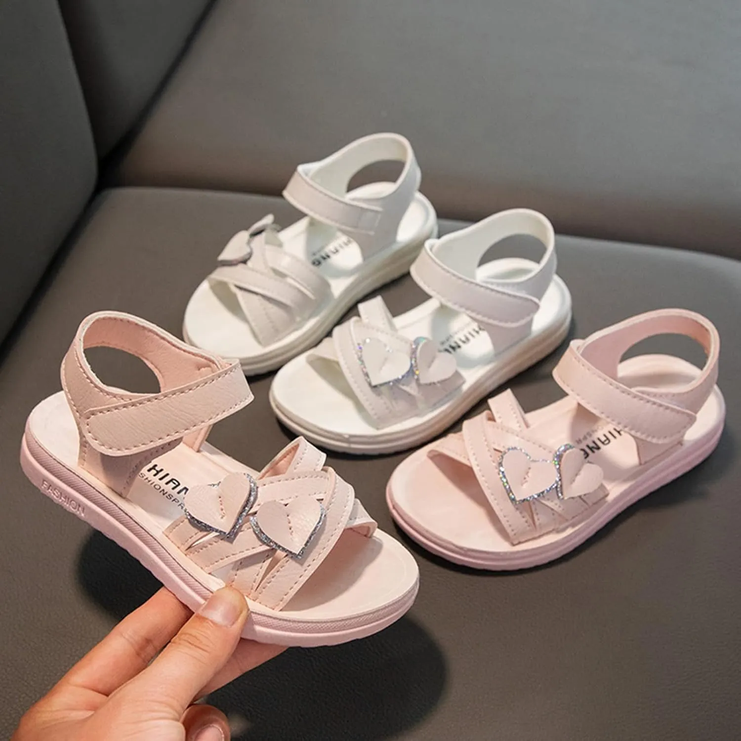 Children Shoes Fashion Love Decorative Thick Sole Sandals Soft Sole Comfortable Princess Sandals Toddler Size 6