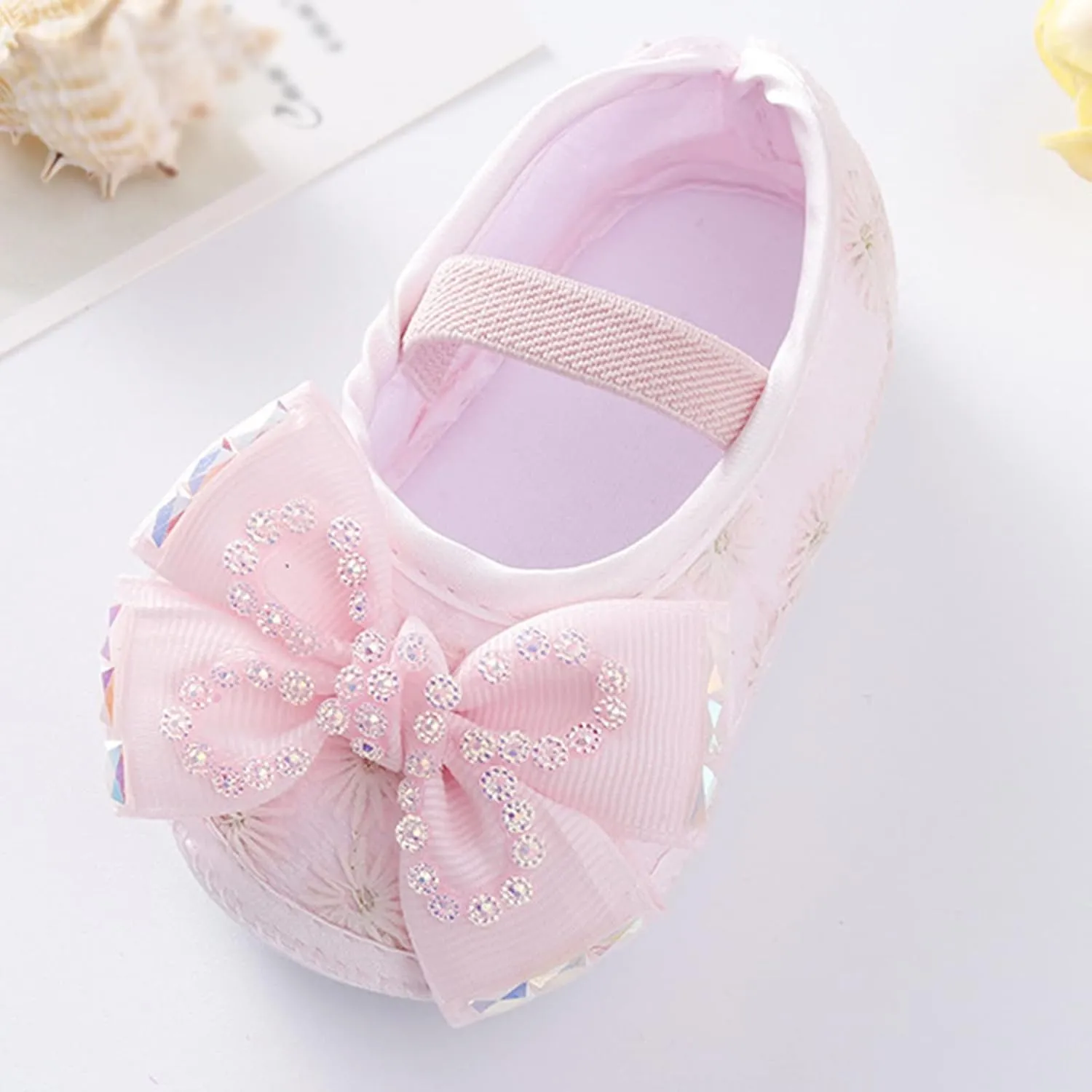 Children Solid Color Sneakers Baby Shoes Fashion Soft Sole Shoes Pearl Dress Flower Princess Shoes Toddler Shoes