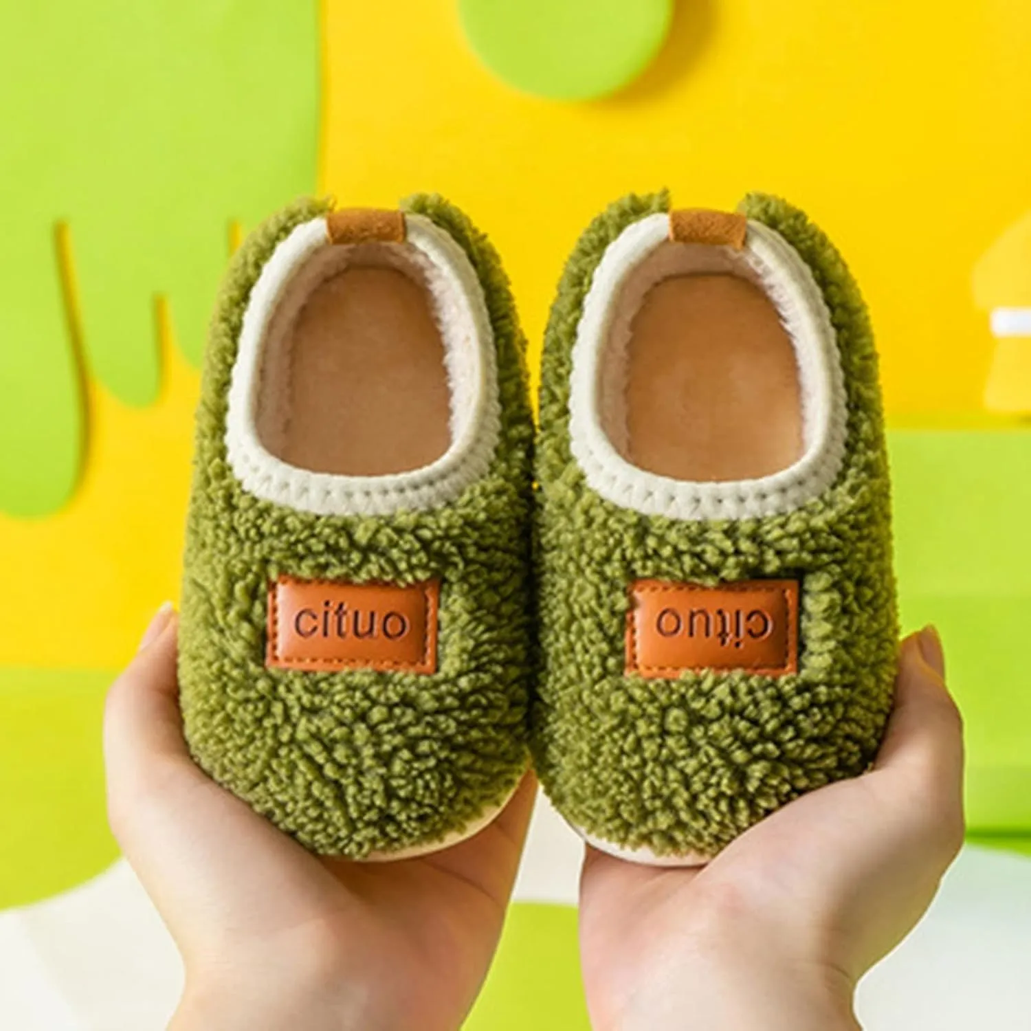 Childrens Girl Cotton Shoes Solid Color Fashion Soft Sole Winter Warm Indoor Non Slip Cotton Shoes