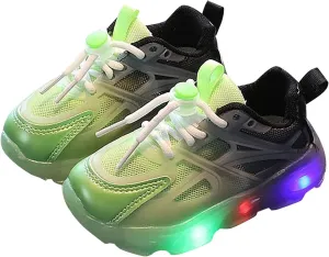 Children's Sneakers Color Gradient LED Light Shoes Dad Shoes Soft Soles Size 1 Wide Girls Shoes