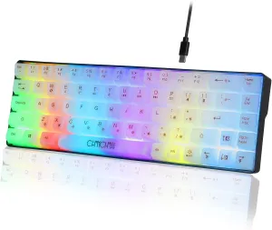 CHONCHOW Mini 60% Gaming Keyboard, Rainbow RGB Backlit 68 Keys Small Compact Keyboard, Transparent USB Wired Gaming Keyboards for Windows Laptop PC Mac Xbox PS4 PS5 Gamer