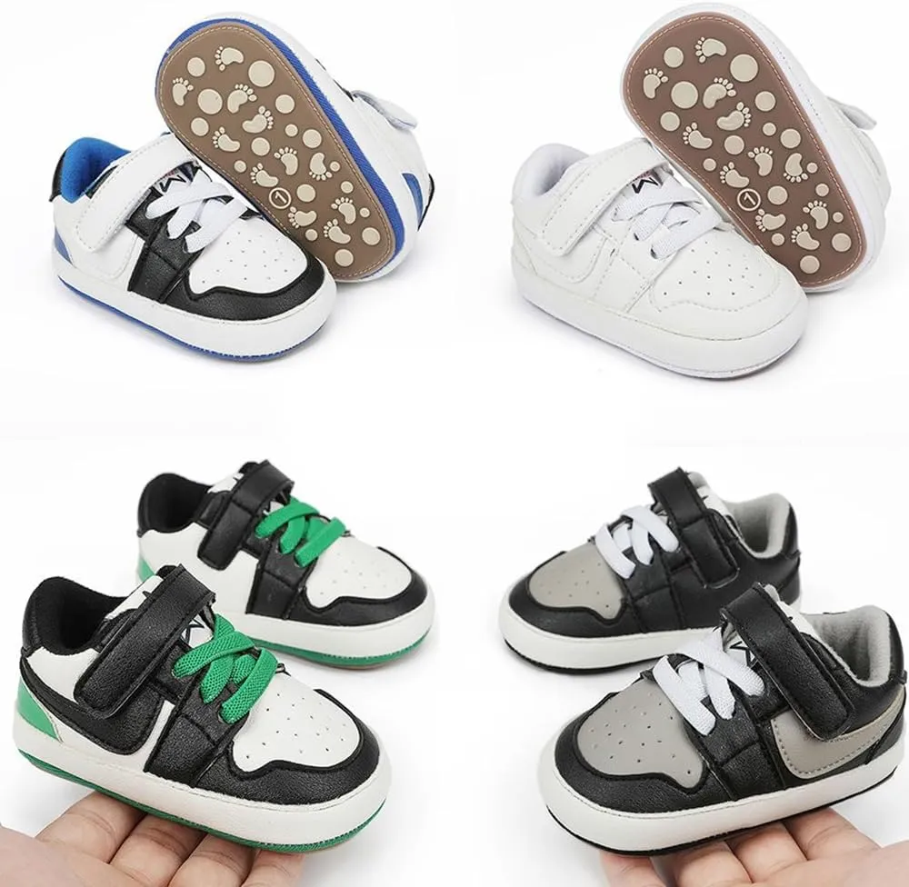 Clowora Unsex Baby Shoes Boys Girls Infant Sneakers Non-Slip Soft Rubber Sole Toddler Crib First Walker Lightweight Shoes