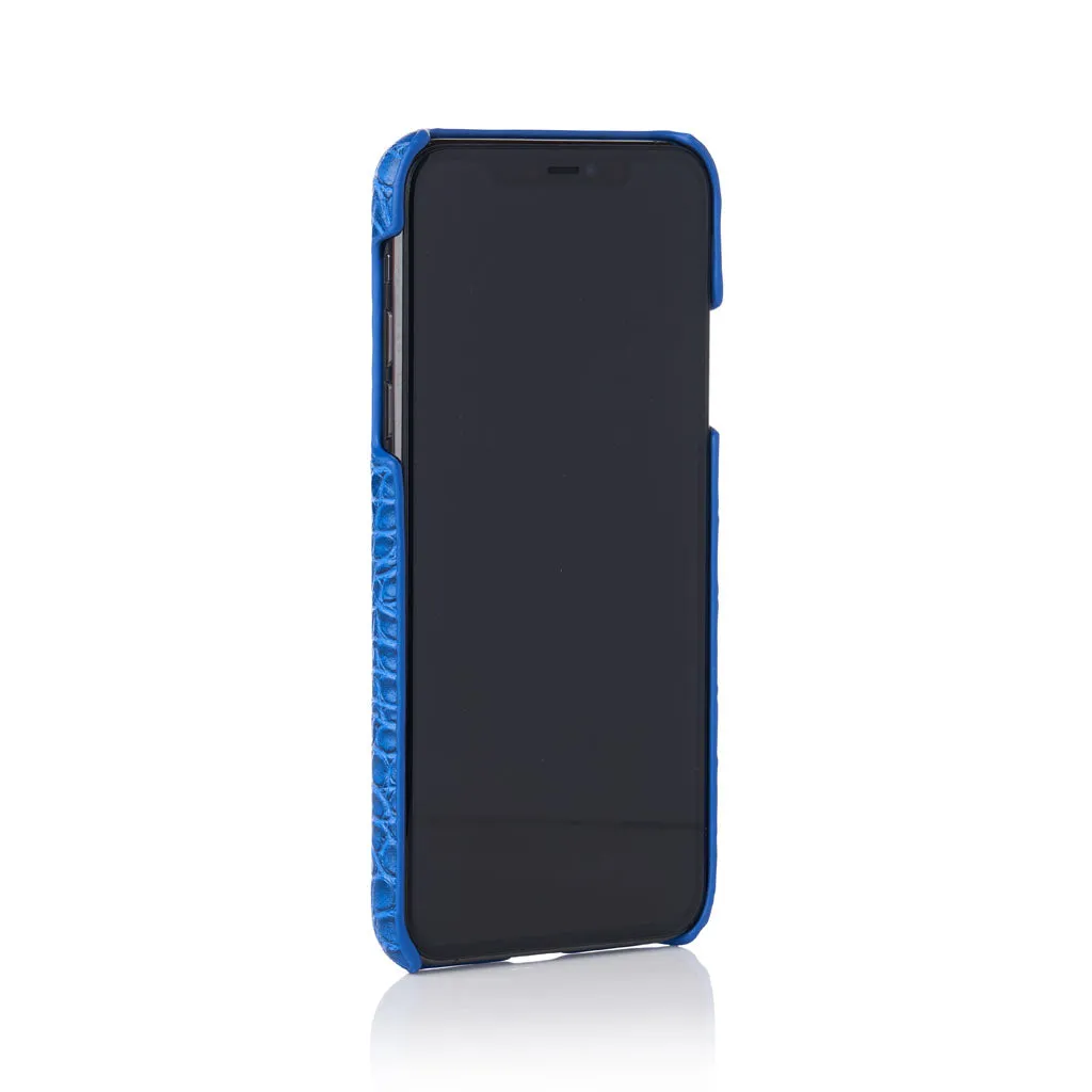 Cobalt Faux Crocodile iPhone Case