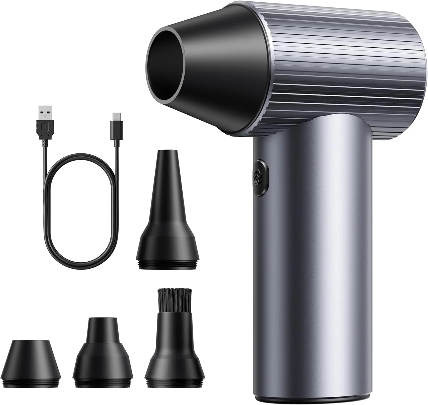 COSANO Full-Metal Jet Dry Mini Blower  300,000 RPM Electric Air Duster  Rechargeable Compressed Air Blower  High-Power Air Duster with 3 Speeds & 4 Nozzles for Keyboards, Car and Outdoors Cleaning