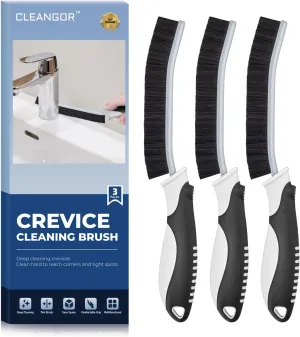 Crevice Cleaning Brushes, Scrub Brush for Hard to Reach Small Space, Home Essentials, Cleaning Supplies, Cleaning Tools for Household Use, Bathroom, Shower, Kitchen, Toilet, Window (3, Black)
