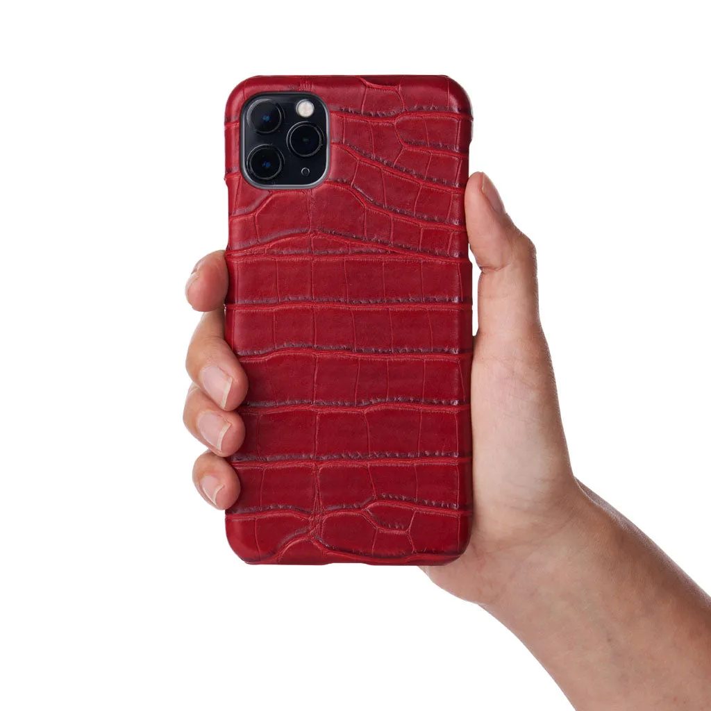 Crimson Faux Crocodile iPhone case