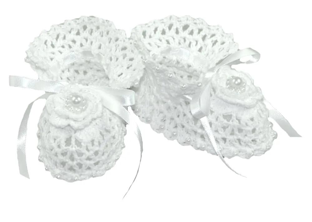 Crochet Christening/Baptism Baby Girls shoes