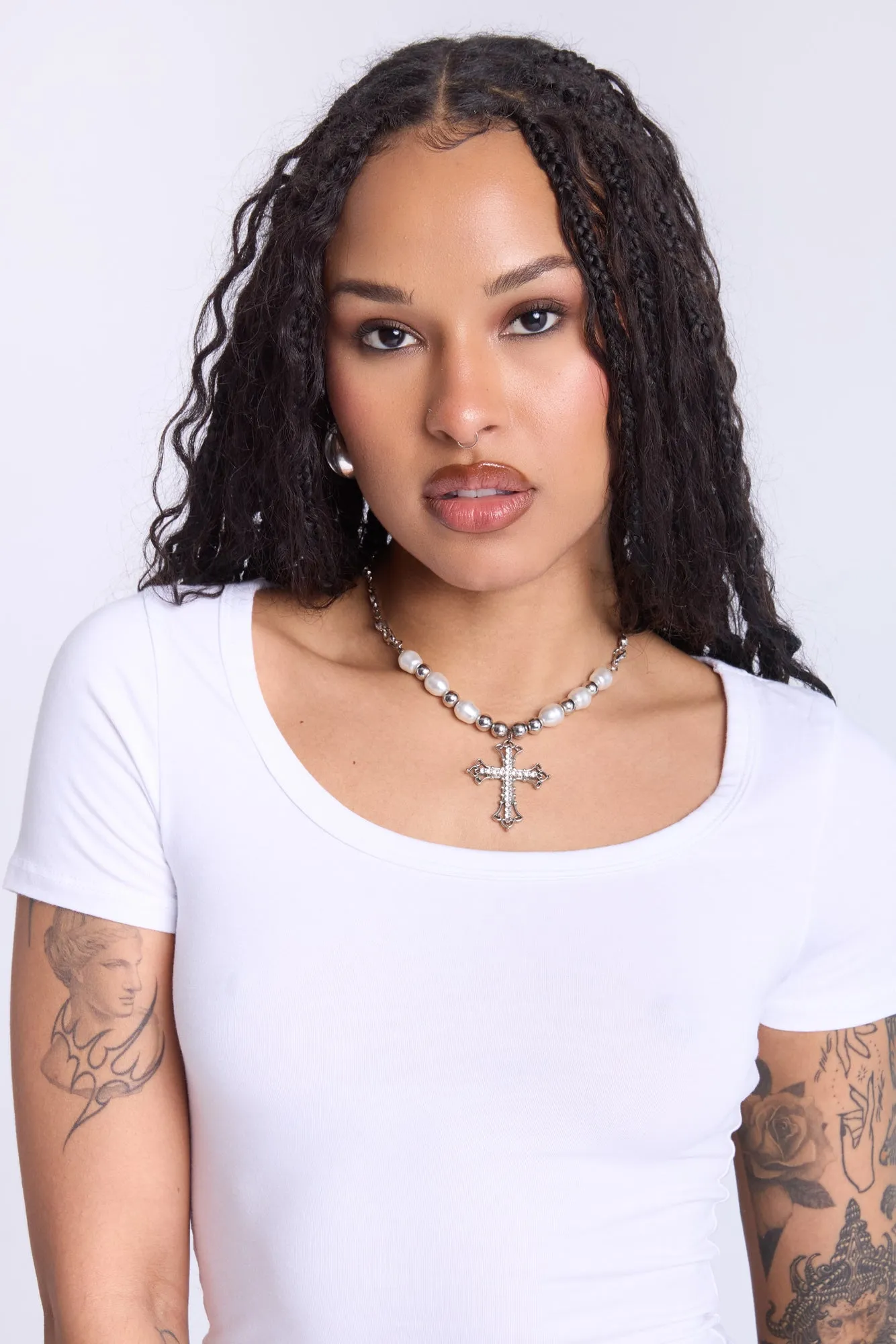 Cropped Scoop Neck Tee