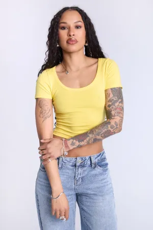 Cropped Scoop Neck Tee