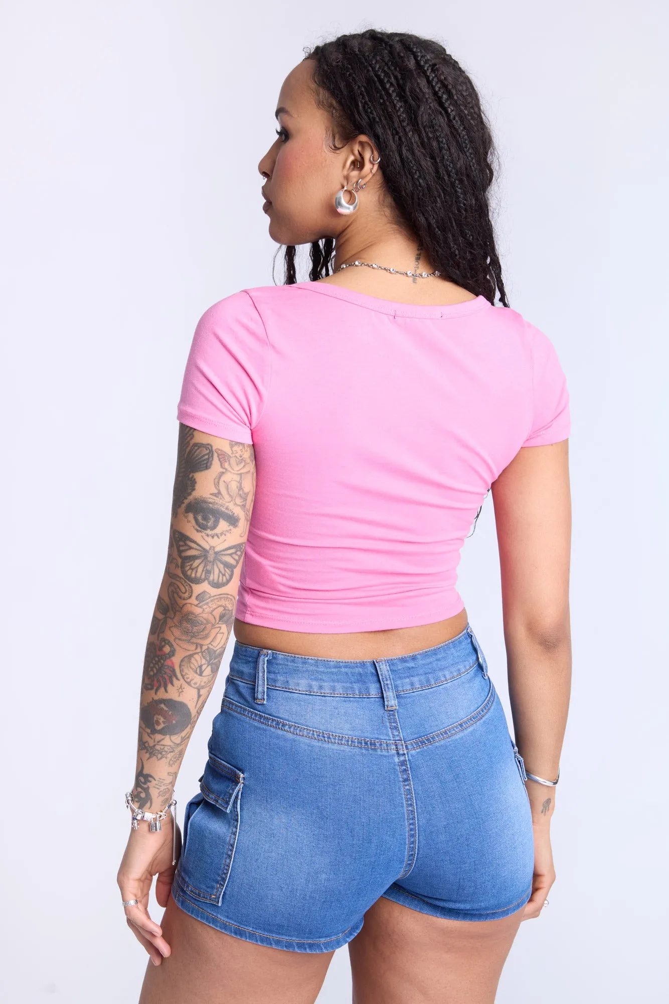 Cropped Scoop Neck Tee