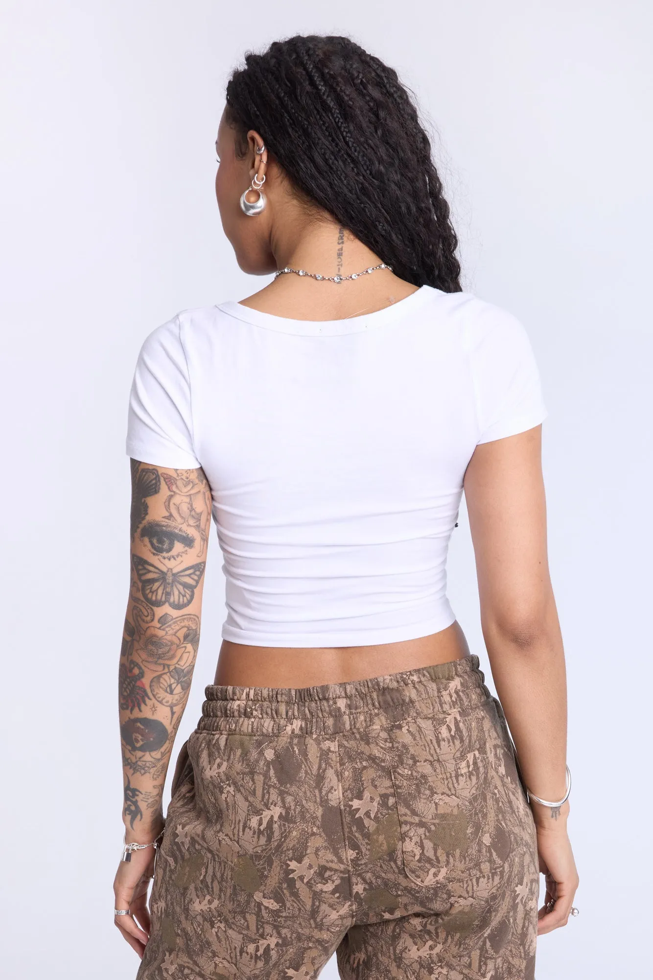 Cropped Scoop Neck Tee