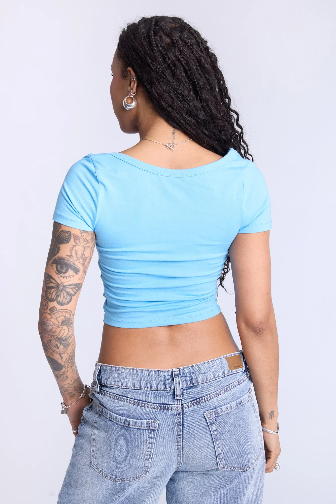 Cropped Scoop Neck Tee
