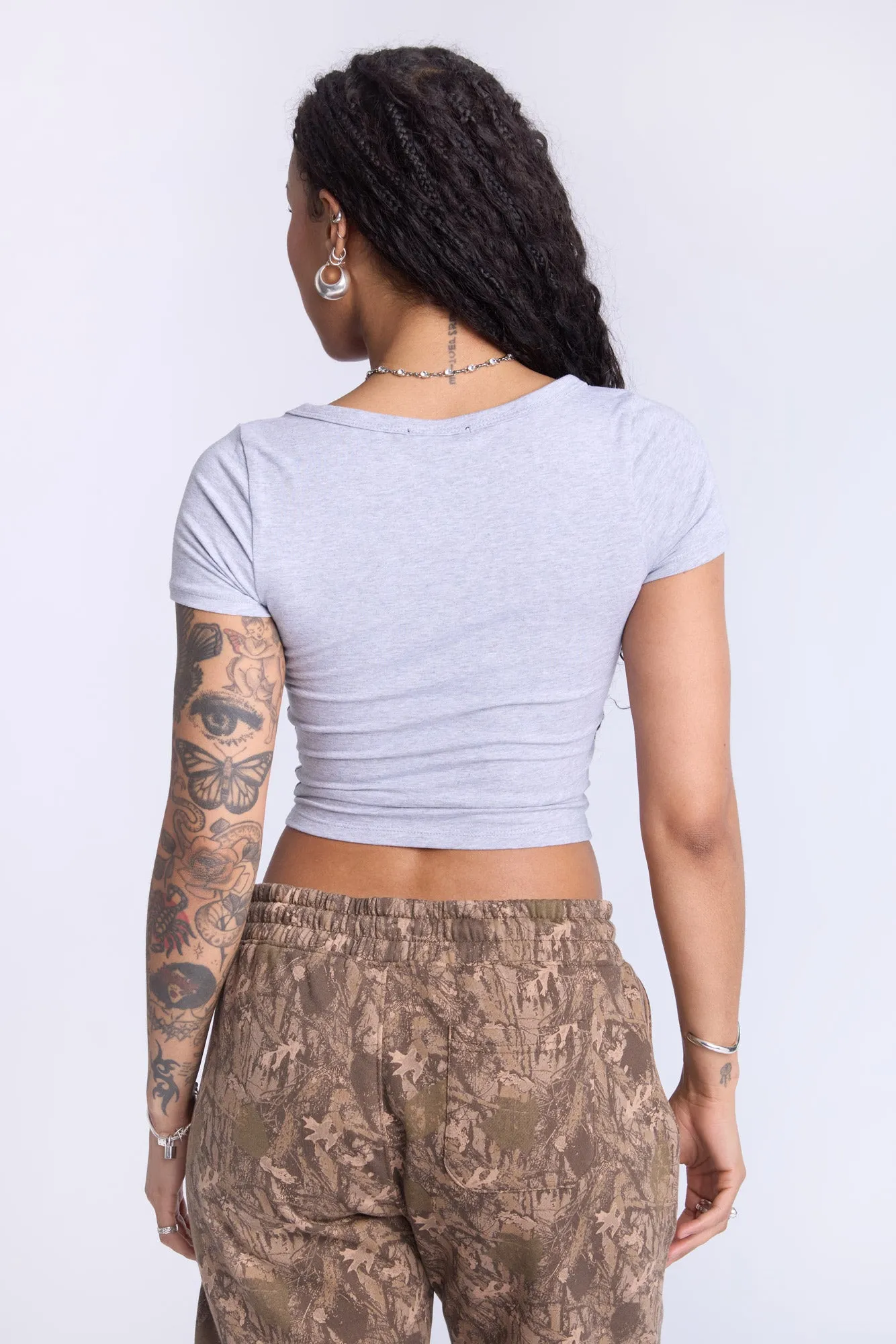 Cropped Scoop Neck Tee