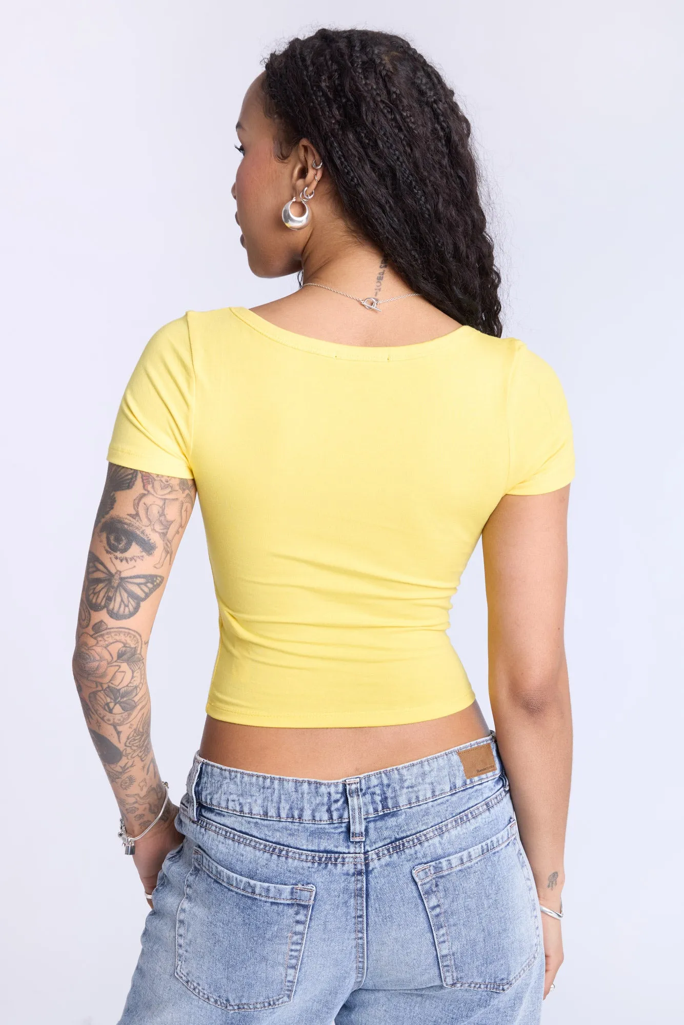Cropped Scoop Neck Tee