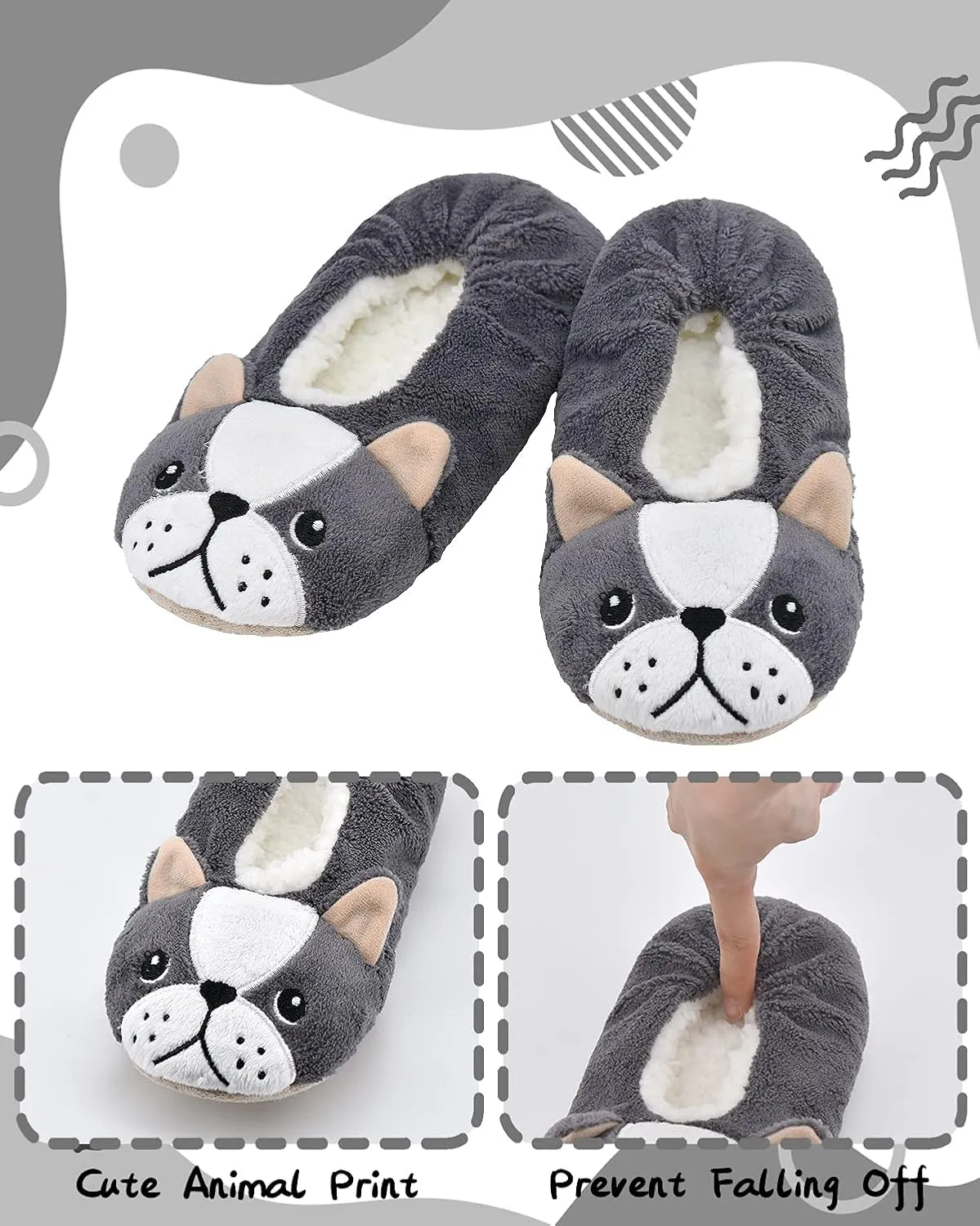 DICUIRD Kid's Animal Slipper Socks, Cartoon Cozy Fleece Indoor Kids Slipper, Fluzzy Warm Bedroom Shoes