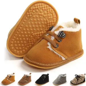 E-FAK Newborn Baby Booties Boys Girls Shoes Winter Warm Fur Lining Anit-Slip Rubber Sole Infant Toddler Prewalker Boots