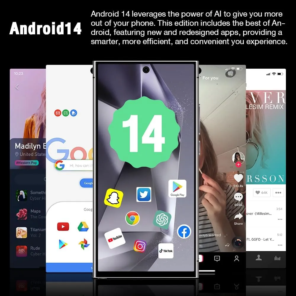Echoamo S24 Ultra Cell Phones 5G Unlocked Phones,Smartphone with Tool Pen, Android 14.0 Cell Phone 6GB 256GB Dual SIM Dual Standby (Gray)