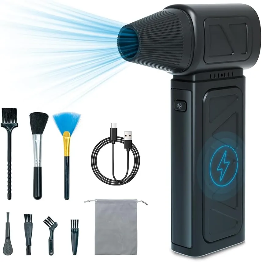 Electric Air Duster, 150000RPM brushless Motor, Five Adjustable Wind speeds, Rechargeable and Reusable, Suitable for Computer Keyboards, car Cleaning, Replace Compressed air Tanks