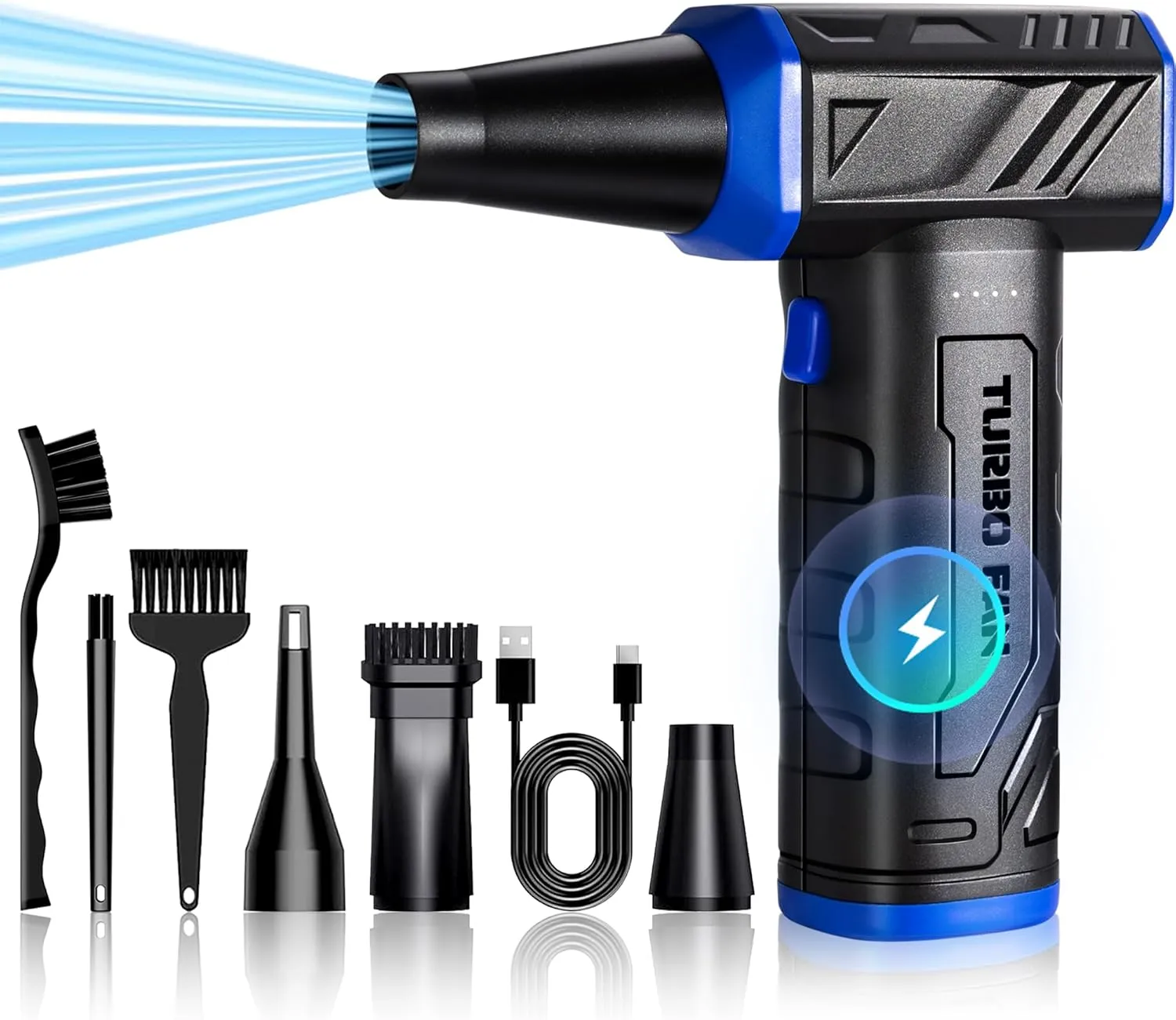 Electric Compressed Air Duster with LED Light-150000 RPM High-Speed Rechargeable Air Blower for Cleaning Keyboards,PC,Cars,3-Gear Adjustable Dust Blower Cordless, Alternative to Canned Air