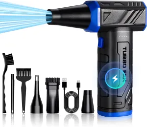 Electric Compressed Air Duster with LED Light-150000 RPM High-Speed Rechargeable Air Blower for Cleaning Keyboards,PC,Cars,3-Gear Adjustable Dust Blower Cordless, Alternative to Canned Air