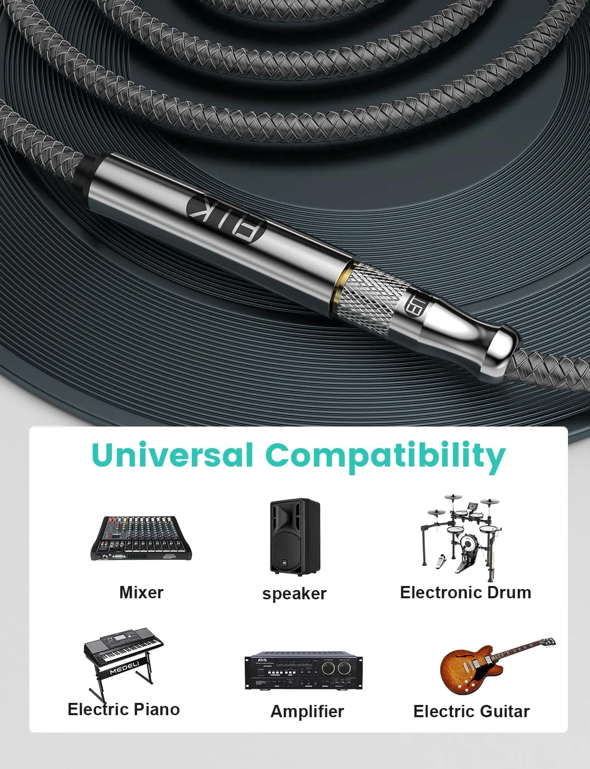 EMK Premium 1/4" (6.35mm) Male to Female Stereo Extension Cable (8Ft/2.4M) - Gold-Plated Quarter Inch Headphone/Guitar/Audio Extension Cord for Studio Equipment, Amplifiers & Instruments