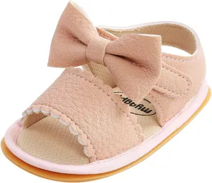 EnJoCho Baby Boys Girls Bow Sandals Soft Non-Slip Rubber Sole Summer Flat Walking Shoes Newborn Outdoor Slippers Shoes (Pink-07#E, 112-12m)