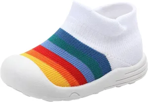 EnJoCho Baby Shoes,0-15 Months Girl Walking Shoes Infant Sneakers Infant Toddler Boys Knit Soft Sole Rubber Socks Shoes (White-01A#, 0-3 Months)