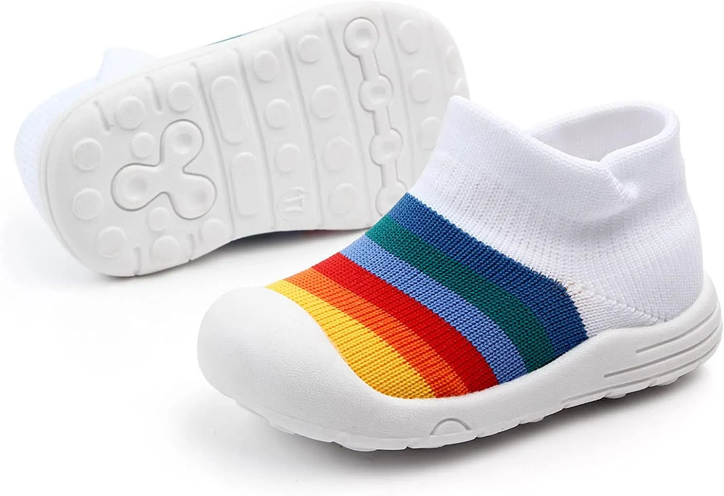 EnJoCho Baby Shoes,0-15 Months Girl Walking Shoes Infant Sneakers Infant Toddler Boys Knit Soft Sole Rubber Socks Shoes (White-01A#, 0-3 Months)