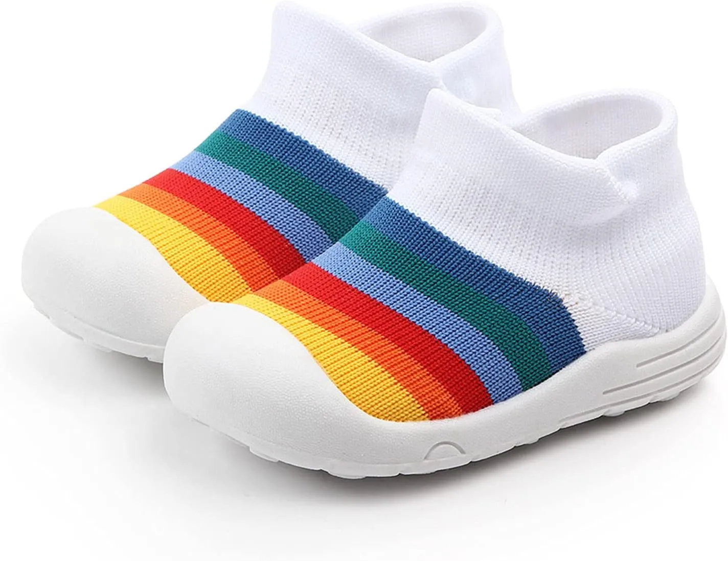 EnJoCho Baby Shoes,0-15 Months Girl Walking Shoes Infant Sneakers Infant Toddler Boys Knit Soft Sole Rubber Socks Shoes (White-01A#, 0-3 Months)