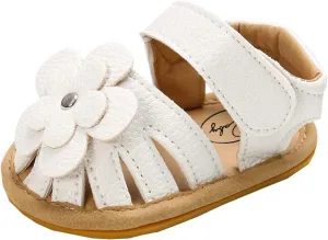 EnJoCho Casual Shoes for Children Rubber Walking Non-Slip Flat Baby Flower Boys Sandals Sole Shoes Girls Soft Baby Shoes (White, 1@mm)